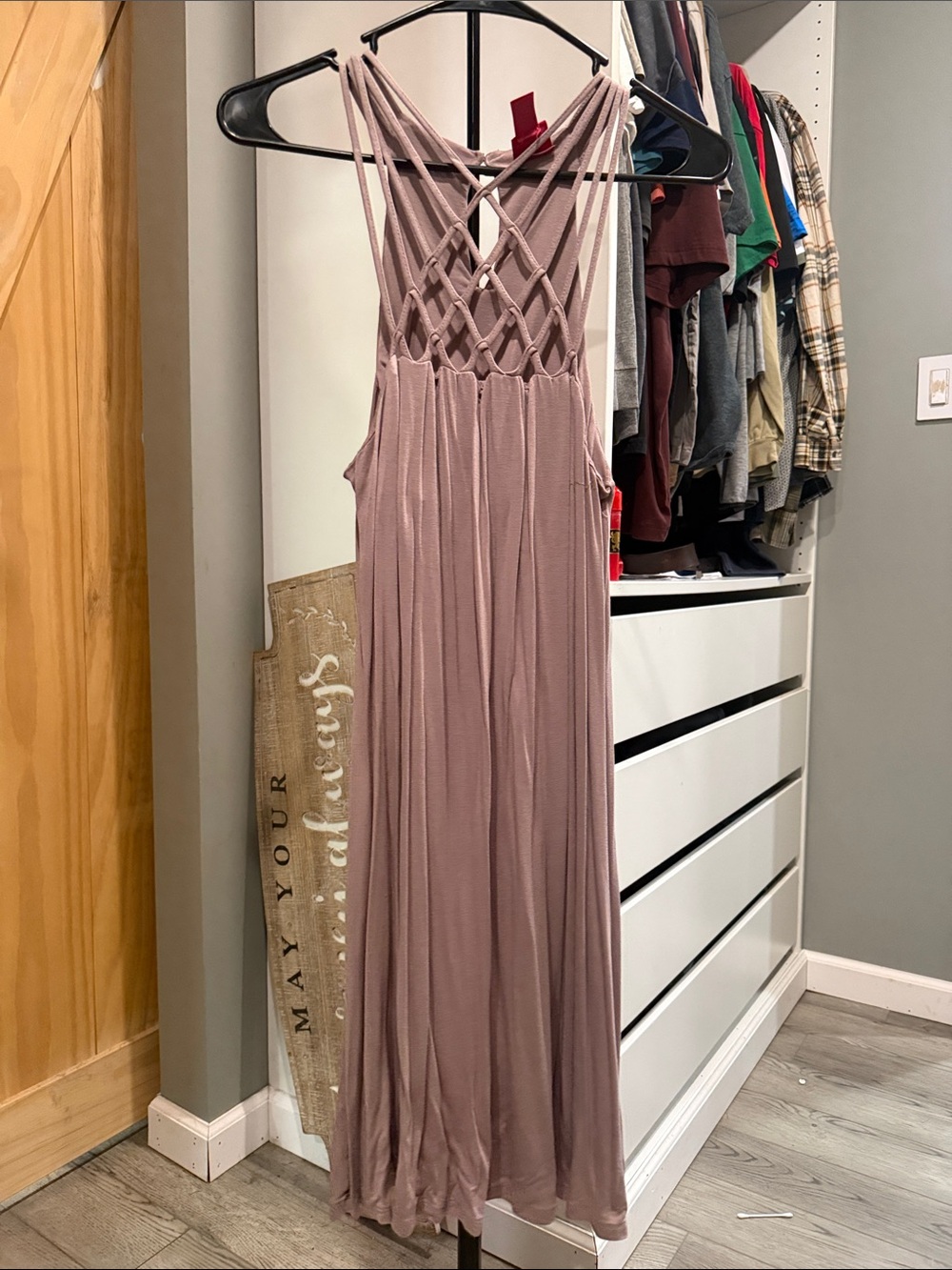 Daytrip Dusty Rose Braided-Back Maxi Dress